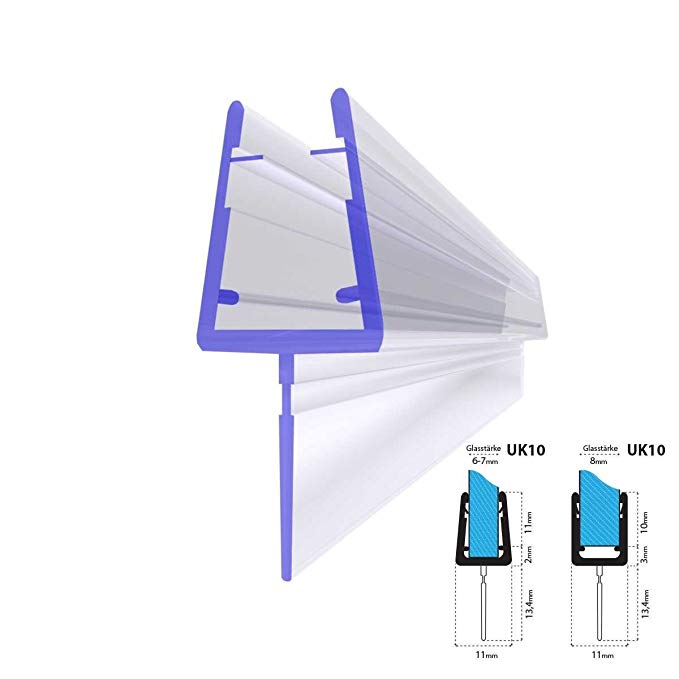 STEIGNER Frameless Shower Door Bottom Seal UK10 For 0.195 Inch To 0.312 Inch (5mm To 8mm) Glass Thickness 1/4