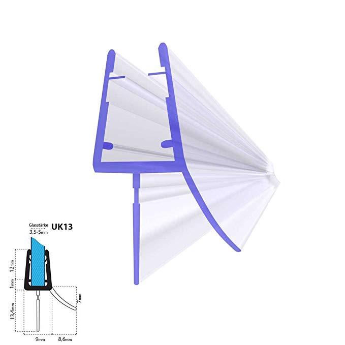 STEIGNER Frameless Shower Door Bottom Seal UK13 For 0.137 Inch To 0.195 Inch (3,5mm To 5mm) Glass Thickness 3/16