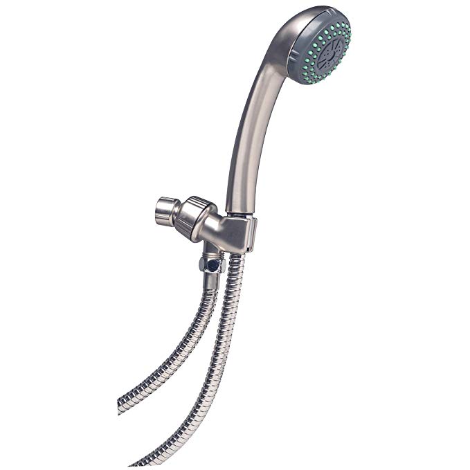 Builders Shoppe 4130BN Bathroom Massage Hand-Held Shower Set with Arm Mount Brushed Nickel Finish