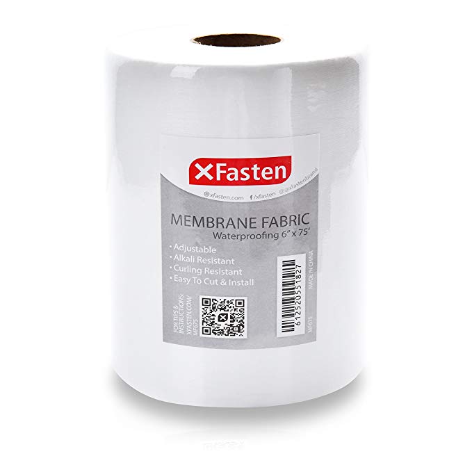 XFasten Fiberglass Waterproofing Anti-Fracture Membrane Fabric Tape, 6-Inch x 75-Foot, Water Barrier Mesh Tape for Shower Walls and Tiles