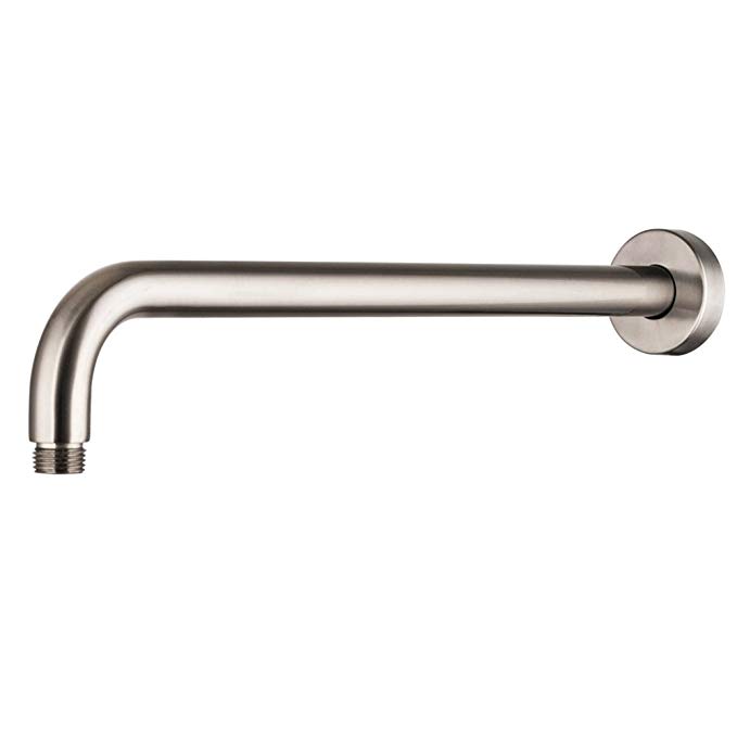 LORDEAR Brass 16 Inch Long  Brushed Nickel  Extender Tube Shower Head Extension Shower Arm, Fixed Rain Shower Head Shower Arm with Flange