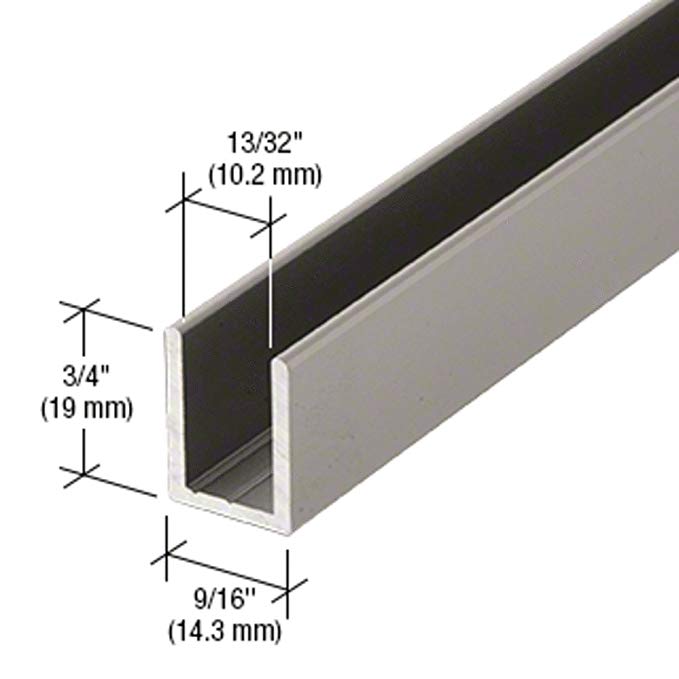 CRL Satin Nickel Frameless Shower Door Aluminum Deep U-Channel for 3/8