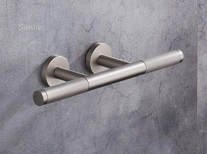 Sanliv Knurled Brass Shower Shaving Foot Rest for Hotel Bathrooms in Brushed Nickel Finish