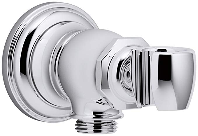 KOHLER K-72797-CP Artifacts Wall-mount handshower holder and supply elbow, Polished Chrome